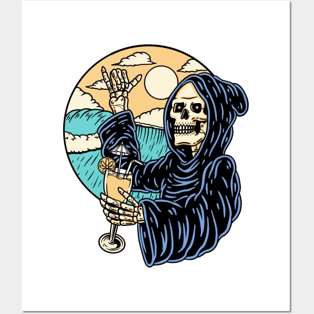 Grim Reaper Drink Orange Juice Wall Art by schopixai